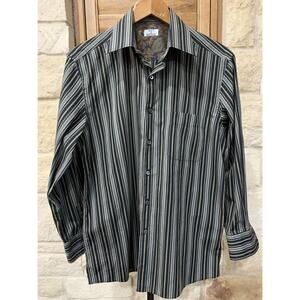 Maus & Hoffman Men’s Long Sleeve Button Down Striped Shirt 100% Cotton Size M